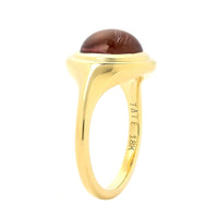 18K Yellow Gold Bezel Set Cabochon Round Pink Tourmaline Ring