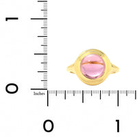 18K Yellow Gold Bezel Set Cabochon Round Pink Tourmaline Ring