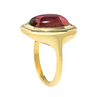 18K Yellow Gold Bezel Set Cabochon Cushion Tourmaline Ring