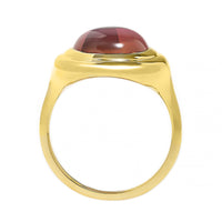 18K Yellow Gold Bezel Set Cabochon Cushion Tourmaline Ring