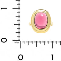 18K Yellow Gold Bezel Set Cabochon Cushion Tourmaline Ring
