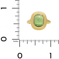 18K Yellow Gold Bezel Set Cabochon Cushion Green Tourmaline Ring