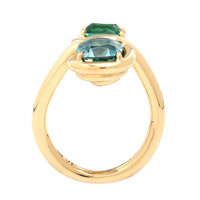 Vanessa Fernandez 18K Yellow Gold One Of A Kind Blue Zircon and Tourmaline Curva Ring