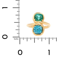 Vanessa Fernandez 18K Yellow Gold One Of A Kind Blue Zircon and Tourmaline Curva Ring