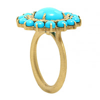 Suzy Landa 18K Yellow Gold Sleeping Beauty Turquoise and Diamond Ring