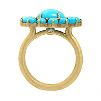 Suzy Landa 18K Yellow Gold Sleeping Beauty Turquoise and Diamond Ring