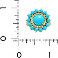 Suzy Landa 18K Yellow Gold Sleeping Beauty Turquoise and Diamond Ring