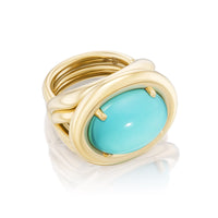Harwell Godfrey 18K Yellow Gold One-of-a-Kind Sleeping Beauty Turquoise Giza Ring