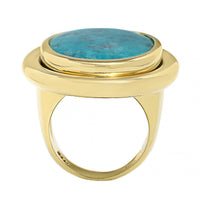 18K Yellow Gold Bezel Set Oval Shaped Paraiba Slice Ring