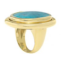 18K Yellow Gold Bezel Set Oval Shaped Paraiba Slice Ring