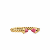 Micro Cablespira® Flex Open Ring 18K Yellow Gold with Pink Tourmalines, 2.5mm