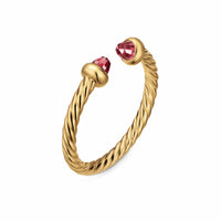 Micro Cablespira® Flex Open Ring 18K Yellow Gold with Pink Tourmalines, 2.5mm