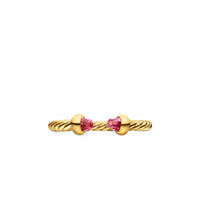Micro Cablespira® Flex Open Ring 18K Yellow Gold with Pink Tourmalines, 2.5mm