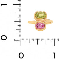 Vanessa Fernandez 18K Yellow Gold One-of-a-Kind Chrysoberyl and Pink Spinel Curva Ring