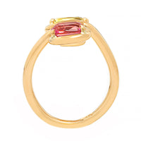 Vanessa Fernandez 18K Yellow Gold One-of-a-Kind Chrysoberyl and Pink Spinel Curva Ring