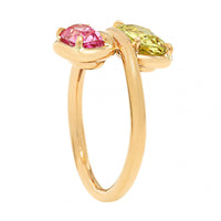Vanessa Fernandez 18K Yellow Gold One-of-a-Kind Chrysoberyl and Pink Spinel Curva Ring