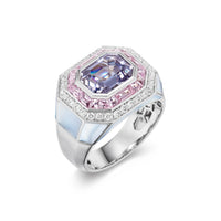 Sorellina Platinum One-of-a-Kind Violet Spinel, Garnet, and Diamond Nomad Cocktail Ring
