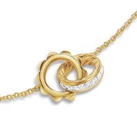 Crossover Trio Chain Necklace 18K Yellow Gold with Diamonds, 18.5mm