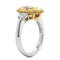 Platinum Oval Cut Fancy Yellow Diamond Engagement Ring