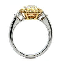 Platinum Oval Cut Fancy Yellow Diamond Engagement Ring