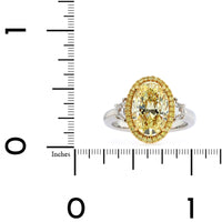 Platinum Oval Cut Fancy Yellow Diamond Engagement Ring