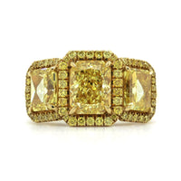 18K Yellow Gold 3 Radiant Cut Diamond Engagement Ring