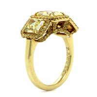 18K Yellow Gold 3 Radiant Cut Diamond Engagement Ring