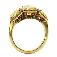 18K Yellow Gold 3 Radiant Cut Diamond Engagement Ring