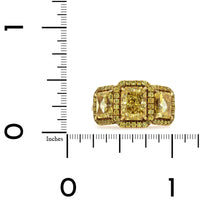 18K Yellow Gold 3 Radiant Cut Diamond Engagement Ring