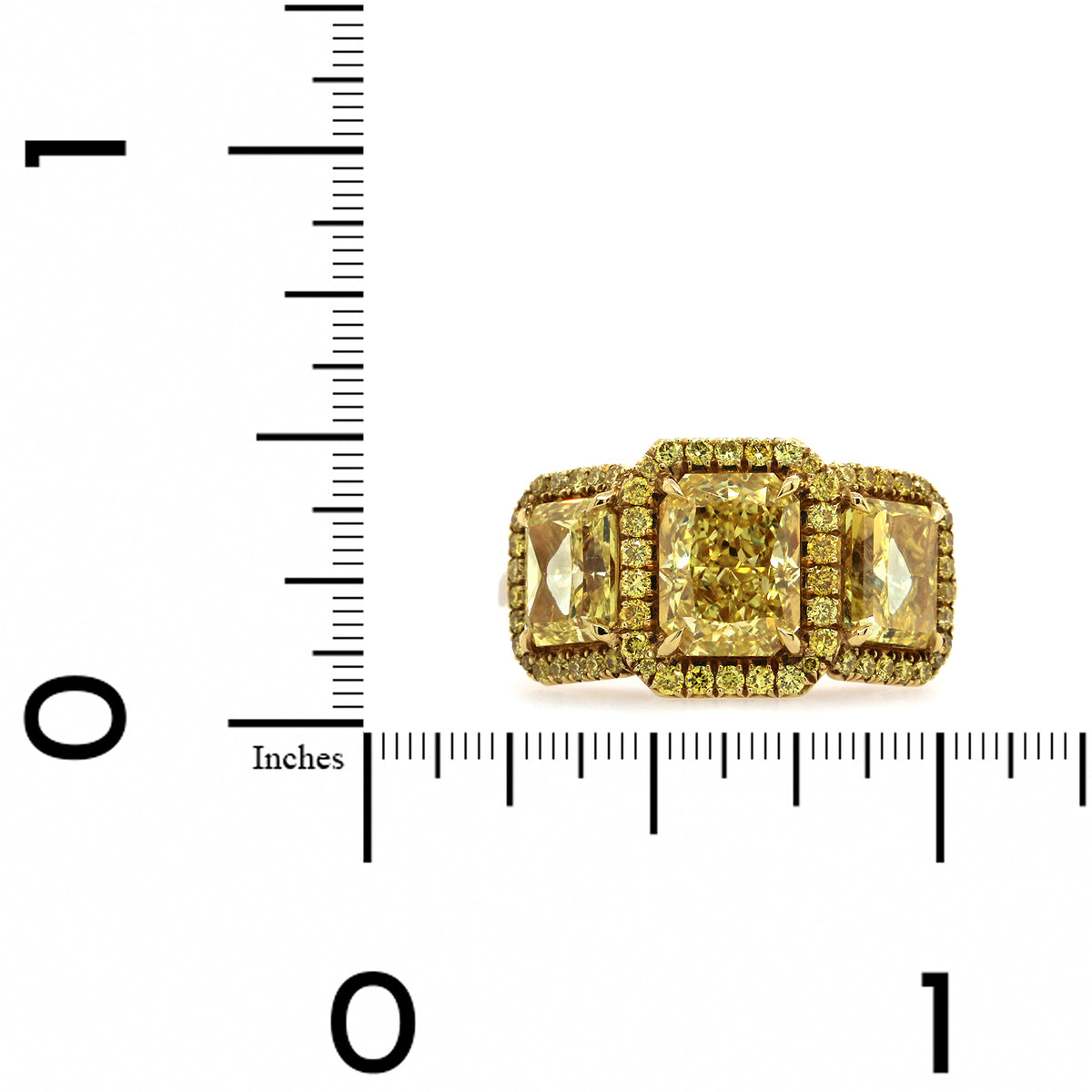 18K Yellow Gold 3 Radiant Cut Diamond Engagement Ring