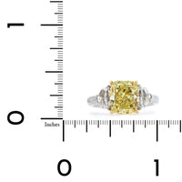 Platinum and 18K Yellow Gold 3 Stone Fancy Yellow Diamond Ring