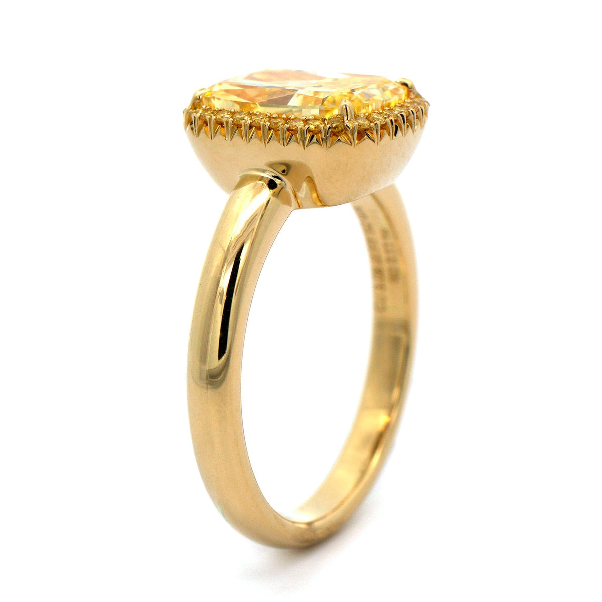 18K Yellow Gold Cushion Cut Diamond Engagement Ring