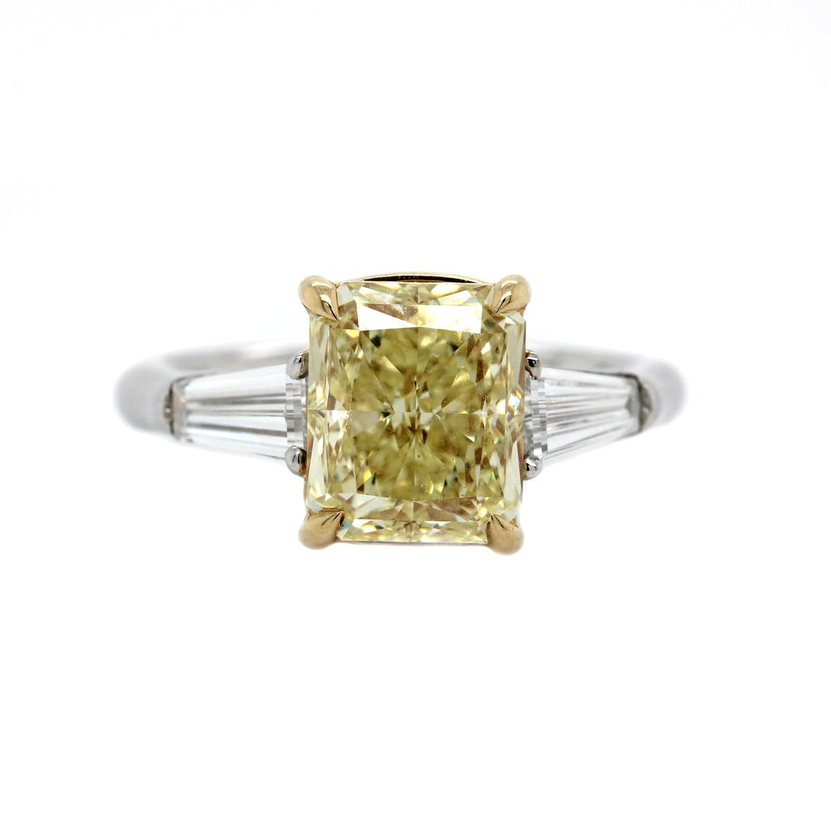 Platinum and 18K Yellow Gold Radiant Cut Diamond Engagement Ring