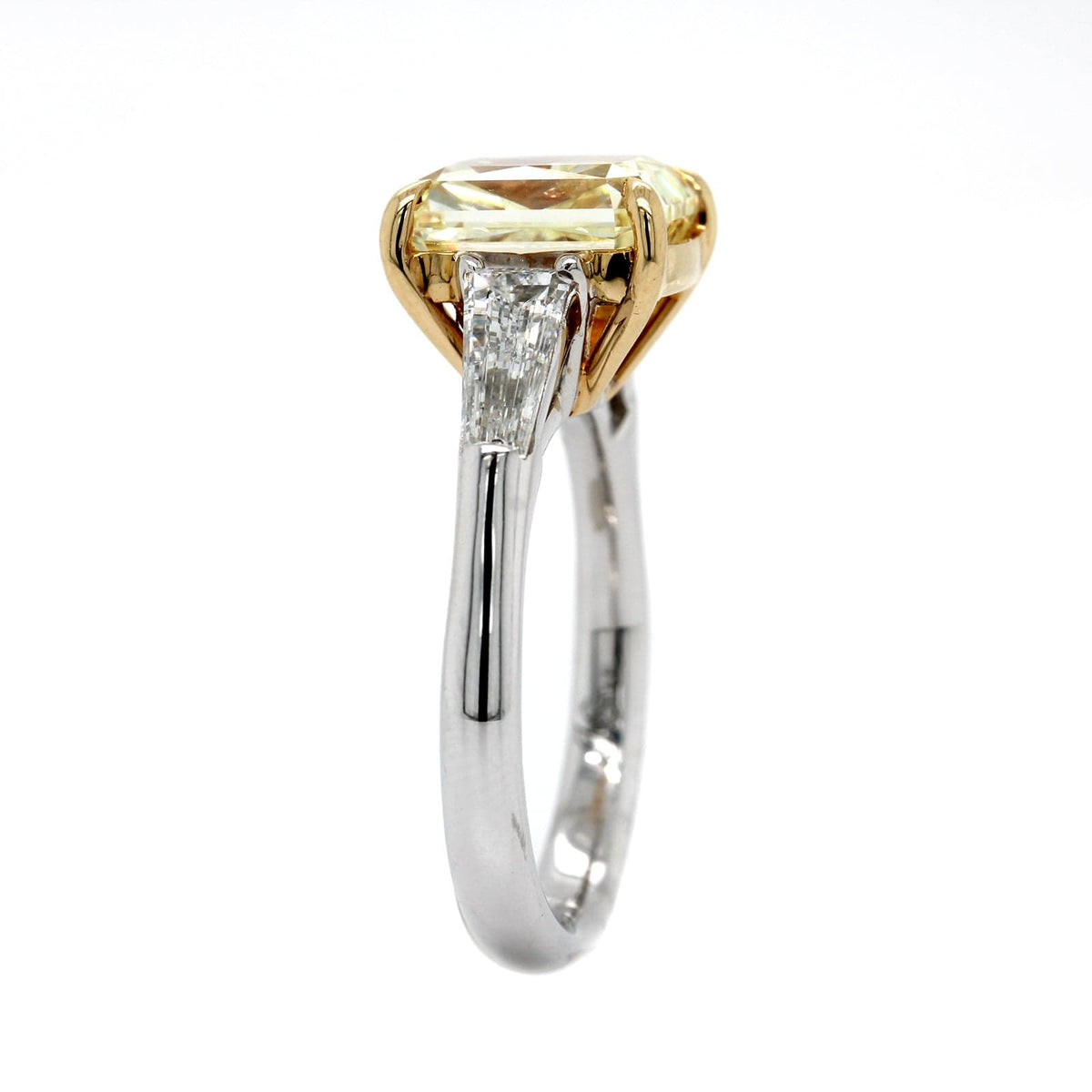 Platinum and 18K Yellow Gold Radiant Cut Diamond Engagement Ring