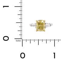 Platinum and 18K Yellow Gold Radiant Cut Diamond Engagement Ring