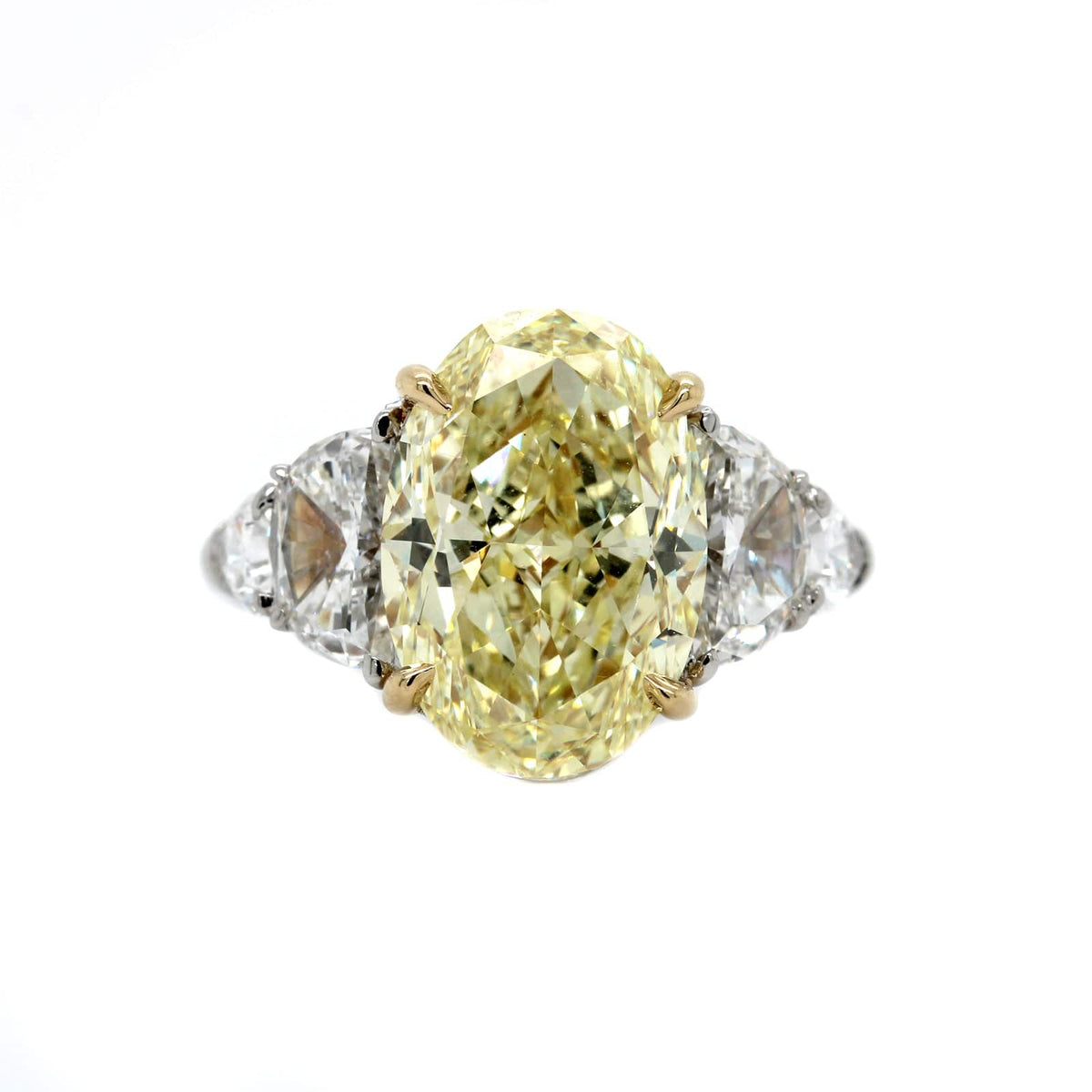 Platinum and 18K Yellow Gold Oval Diamond Engagement Ring