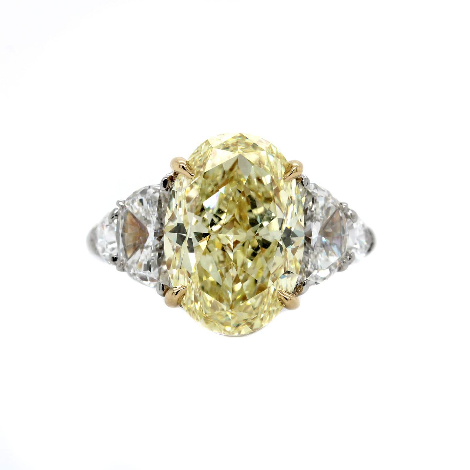 Platinum and 18K Yellow Gold Oval Diamond Engagement Ring