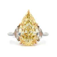 Platinum 3 Stone Pear Shaped and Cadillac Diamond Engagement Ring