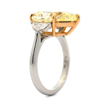 Platinum 3 Stone Pear Shaped and Cadillac Diamond Engagement Ring