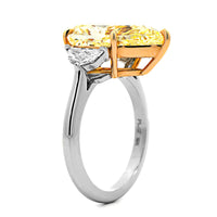 Platinum 3 Stone Pear Shaped and Cadillac Diamond Engagement Ring