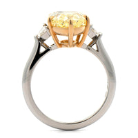 Platinum 3 Stone Pear Shaped and Cadillac Diamond Engagement Ring