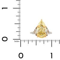 Platinum 3 Stone Pear Shaped and Cadillac Diamond Engagement Ring