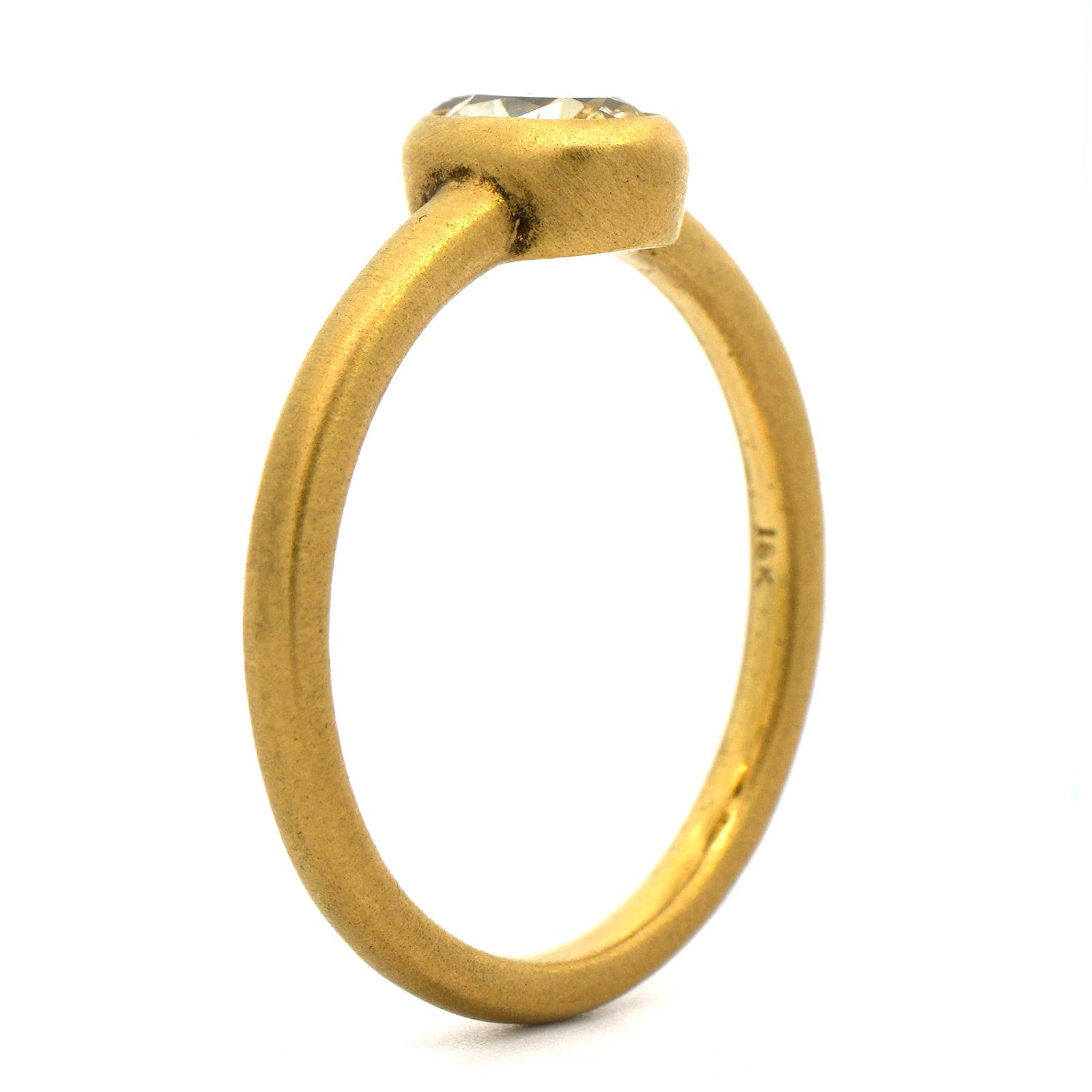 18K Yellow Gold Bezel Set Yellow Oval Diamond Ring