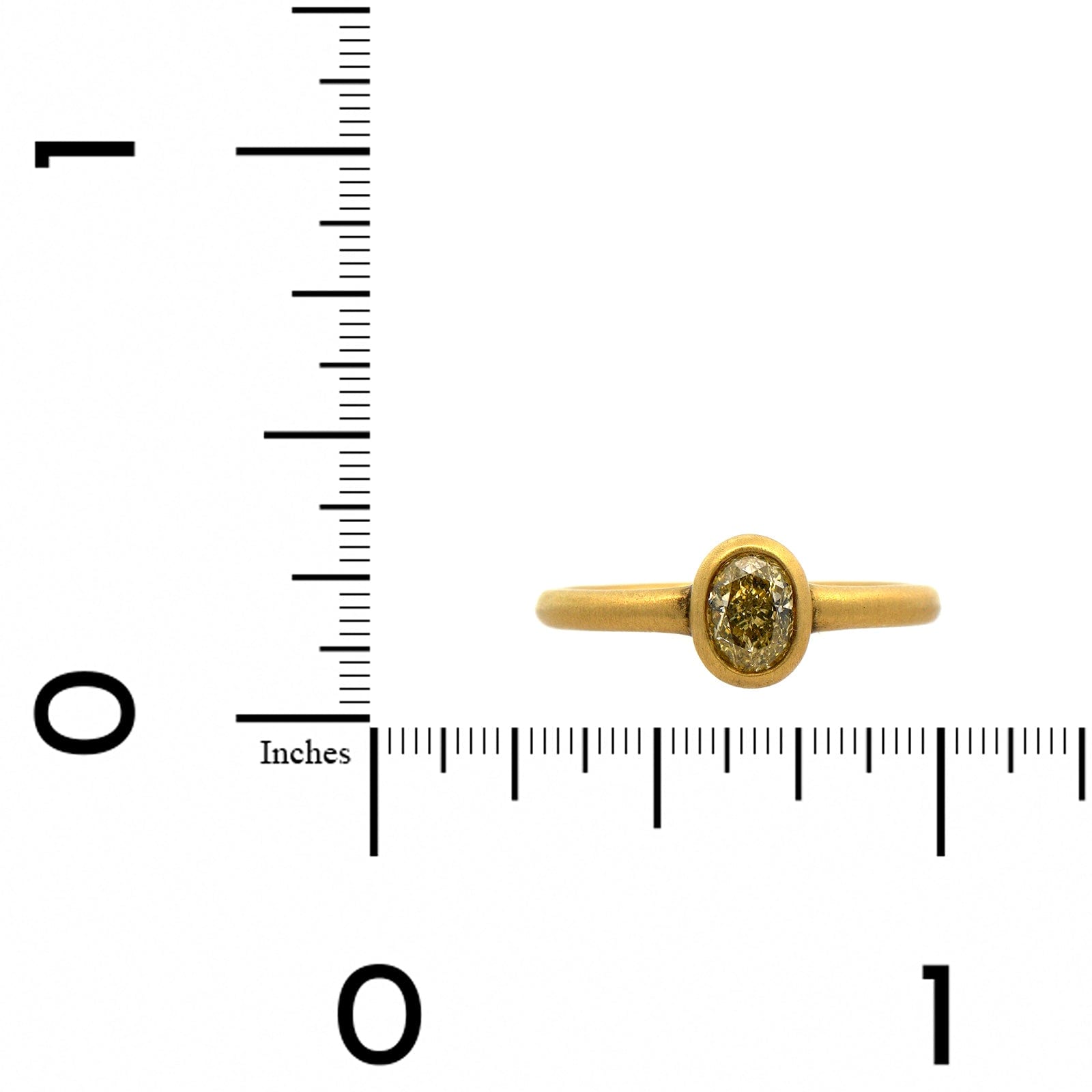 18K Yellow Gold Bezel Set Yellow Oval Diamond Ring
