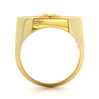 18K Yellow Gold Orange Diamond Hexagon Shaped Ring