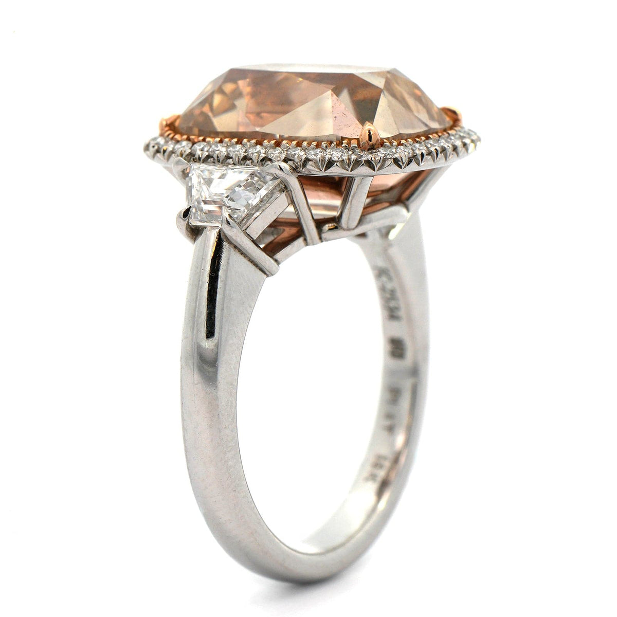 Platinum and 18K Rose Gold 3 Stone Fancy Brown Diamond Ring