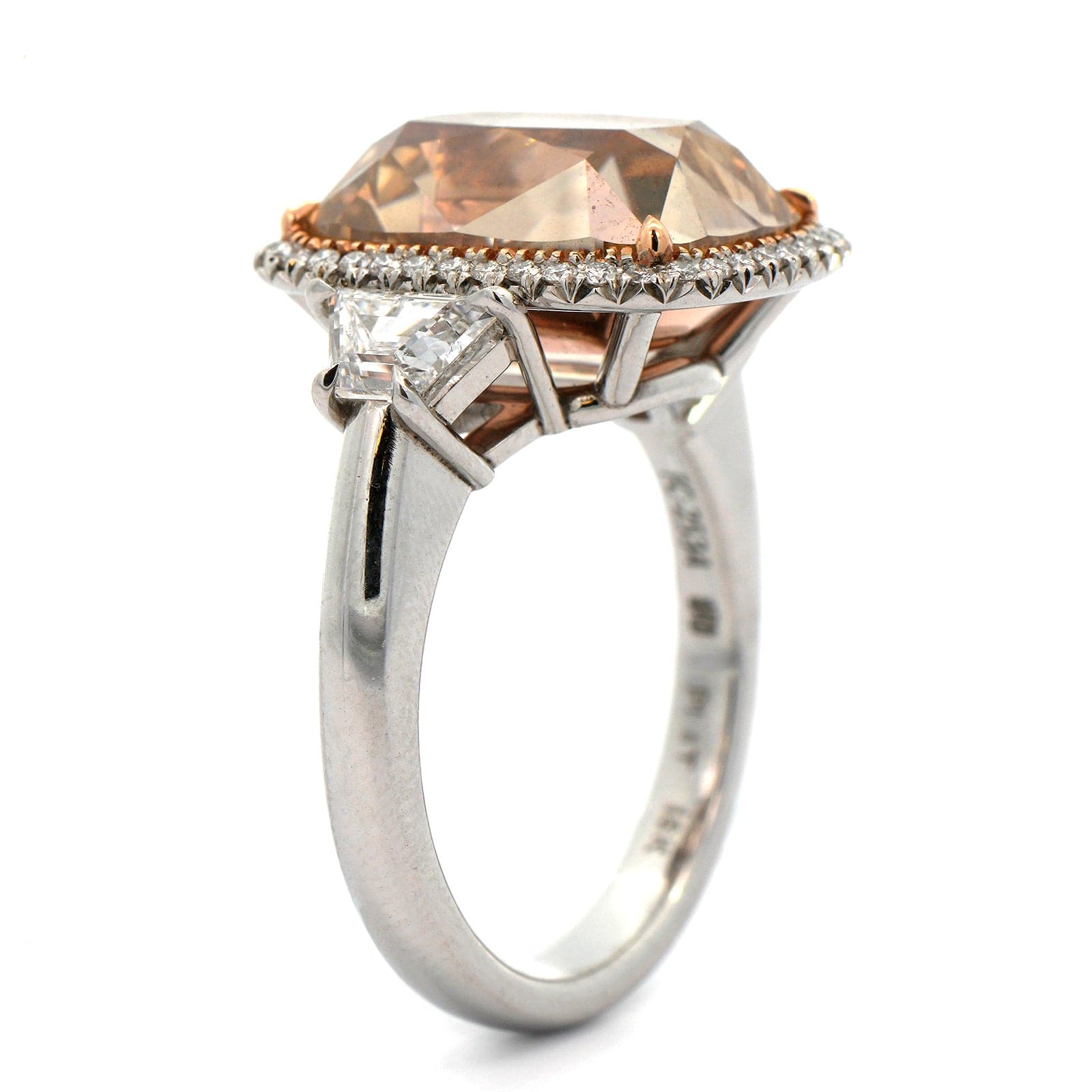 Platinum and 18K Rose Gold 3 Stone Fancy Brown Diamond Ring