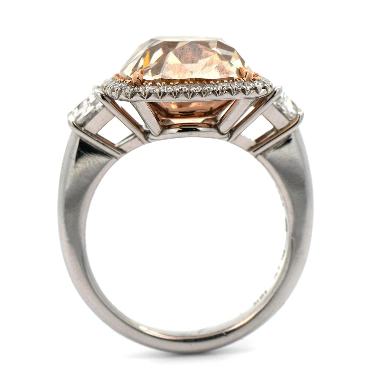Platinum and 18K Rose Gold 3 Stone Fancy Brown Diamond Ring