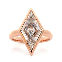 18K Rose Gold Lozenge Cut Pinkish Brown Diamond Ring