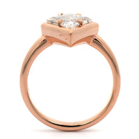 18K Rose Gold Lozenge Cut Pinkish Brown Diamond Ring